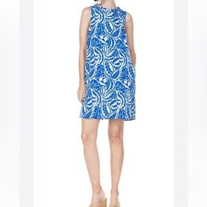 NWT Joy Joy Royal Blue/Ivory Sleeveless Dress, Short Length, Square Back, M